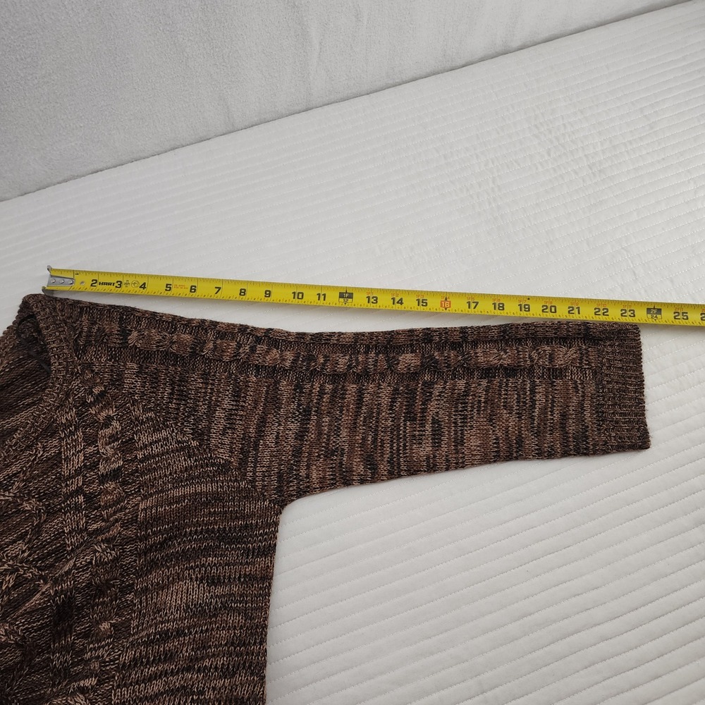 Effeci Womens XL Brown Knit Tunic Sweater Tunic 3/4 Sleeve Round‎ Neck - Picture 6 of 7